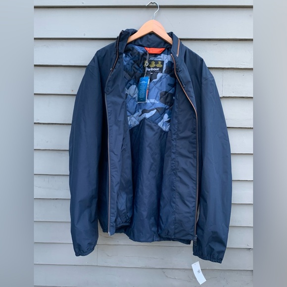 NWT NEW Barbour Menton Zip Up Waterproof Bomber Storm Force Navy Camo Jacket XXL - Picture 10 of 16